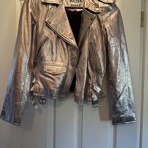 Walter Baker Shimmering Silver Leather Jacket